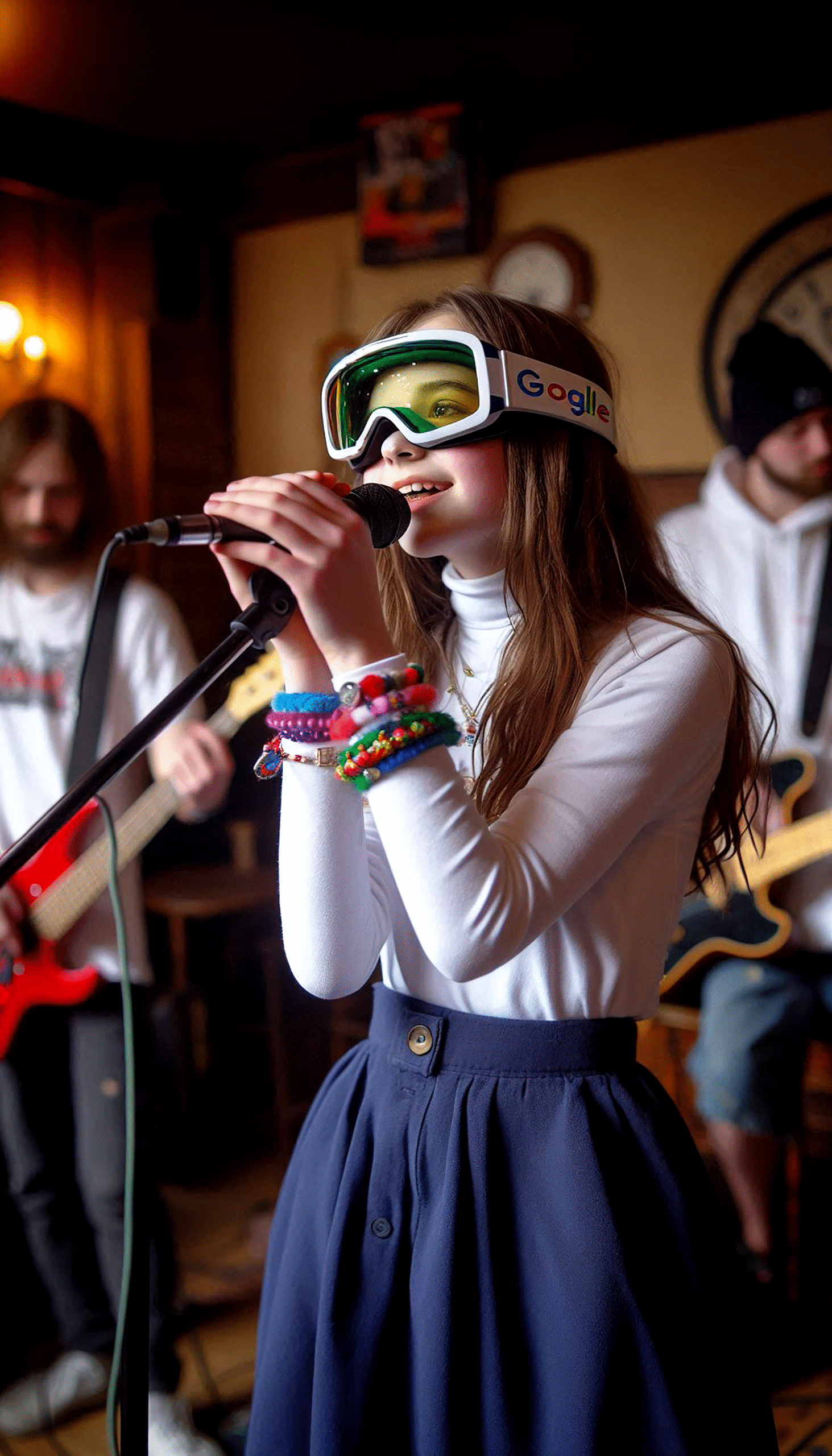 dama joven  cantando